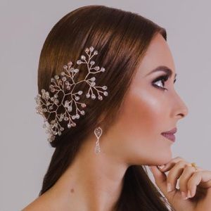 Rose Gold Hair Comb Bridal Jeweled Headpieces